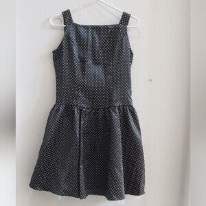 Jessica McClintock strapped black with white pok a dot party dress kids size 16